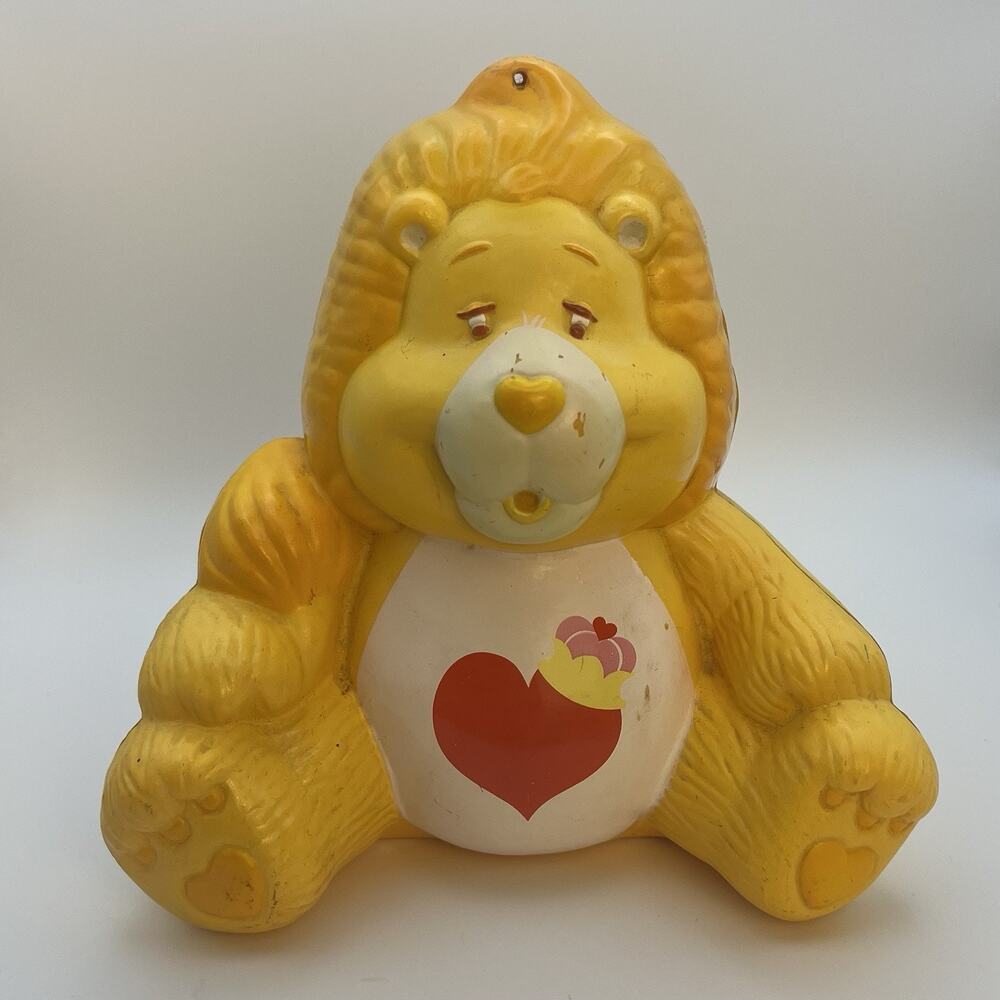 Care Bears Brave Heart Lion AM Transistor Radio Yellow Working 1985 Vintage